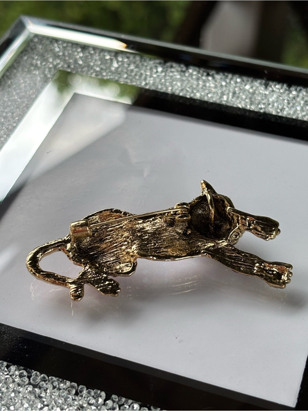 Gold-tone Leopard Pin with Red Crystal Accents - Picture 5 of 6